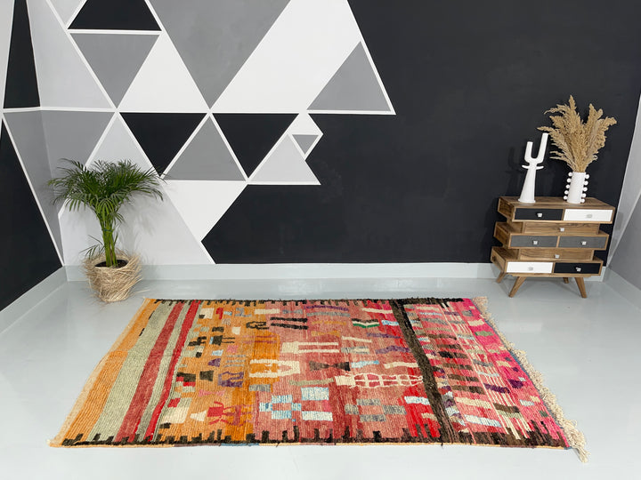 Interior design view of Boujaad Berber Moroccan Artisan Handmade Rug