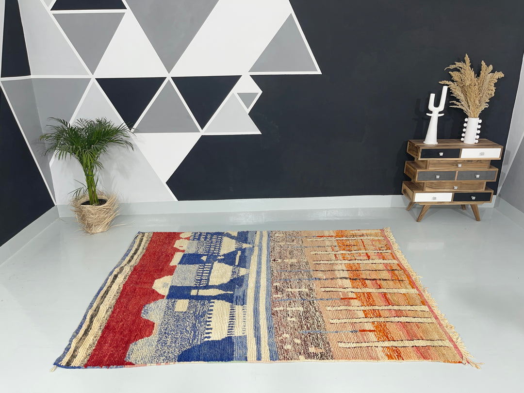 Interior design view of Boujaad Berber Moroccan Artisan Handmade Rug