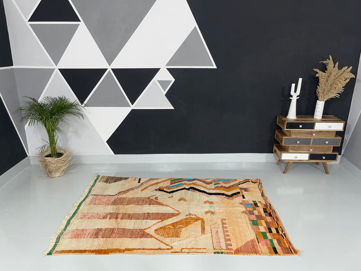 Interior decor view of Boujaad Berber Moroccan Artisan Handmade Rug