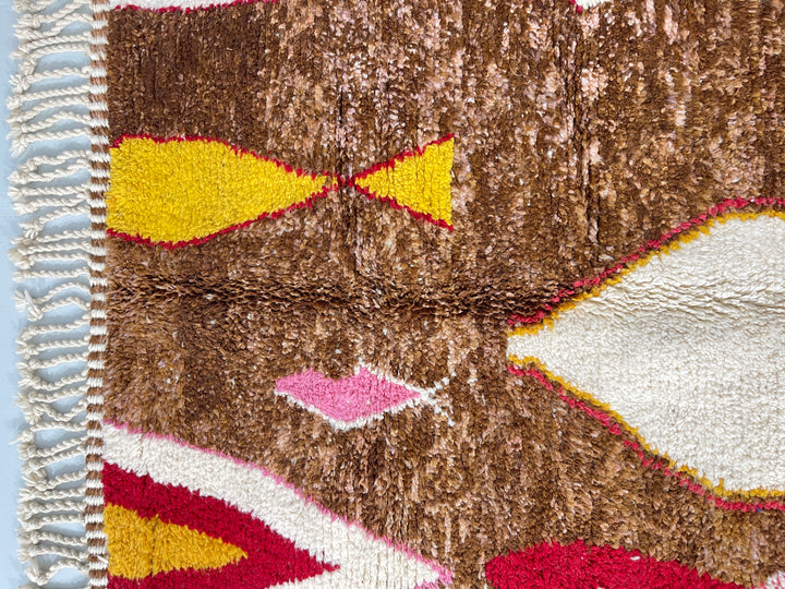Close up Beni Ourain Berber Moroccan Artisan Handmade Rug