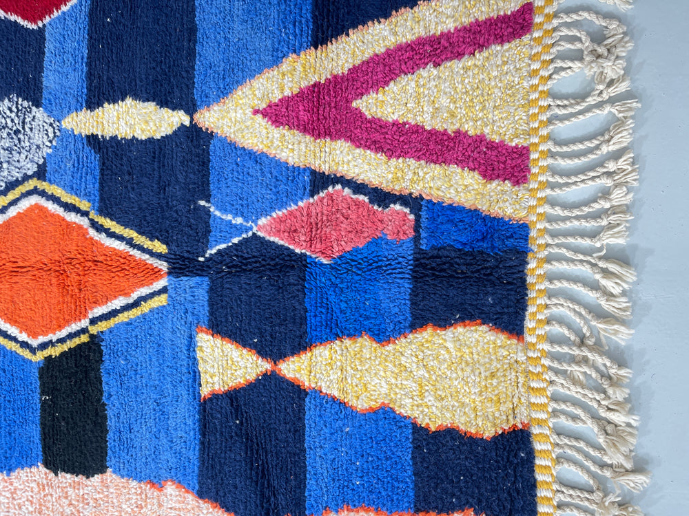 Close up Beni Ourain Berber Moroccan Artisan Handmade Rug