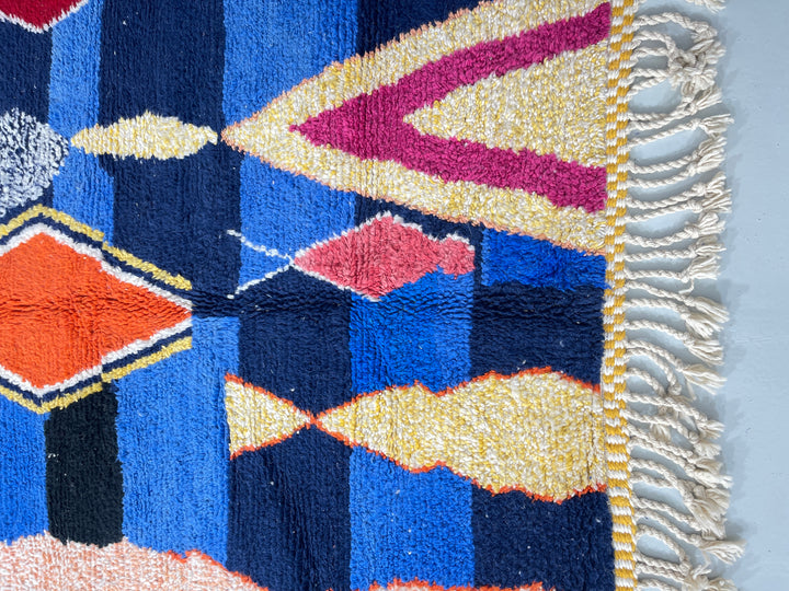 Close up Beni Ourain Berber Moroccan Artisan Handmade Rug