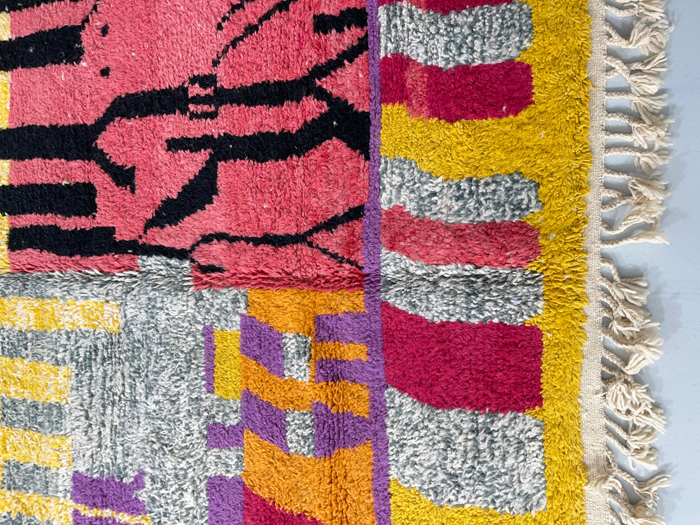 Close up of Beni Ourain Berber Moroccan Artisan Handmade Rug