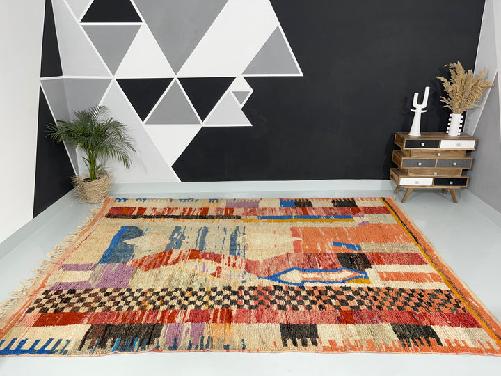 Interior design view of Boujaad Berber Moroccan Artisan Handmade Rug