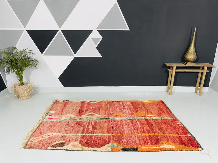 Interior decor view of Boujaad Berber Moroccan Artisan Handmade Rug