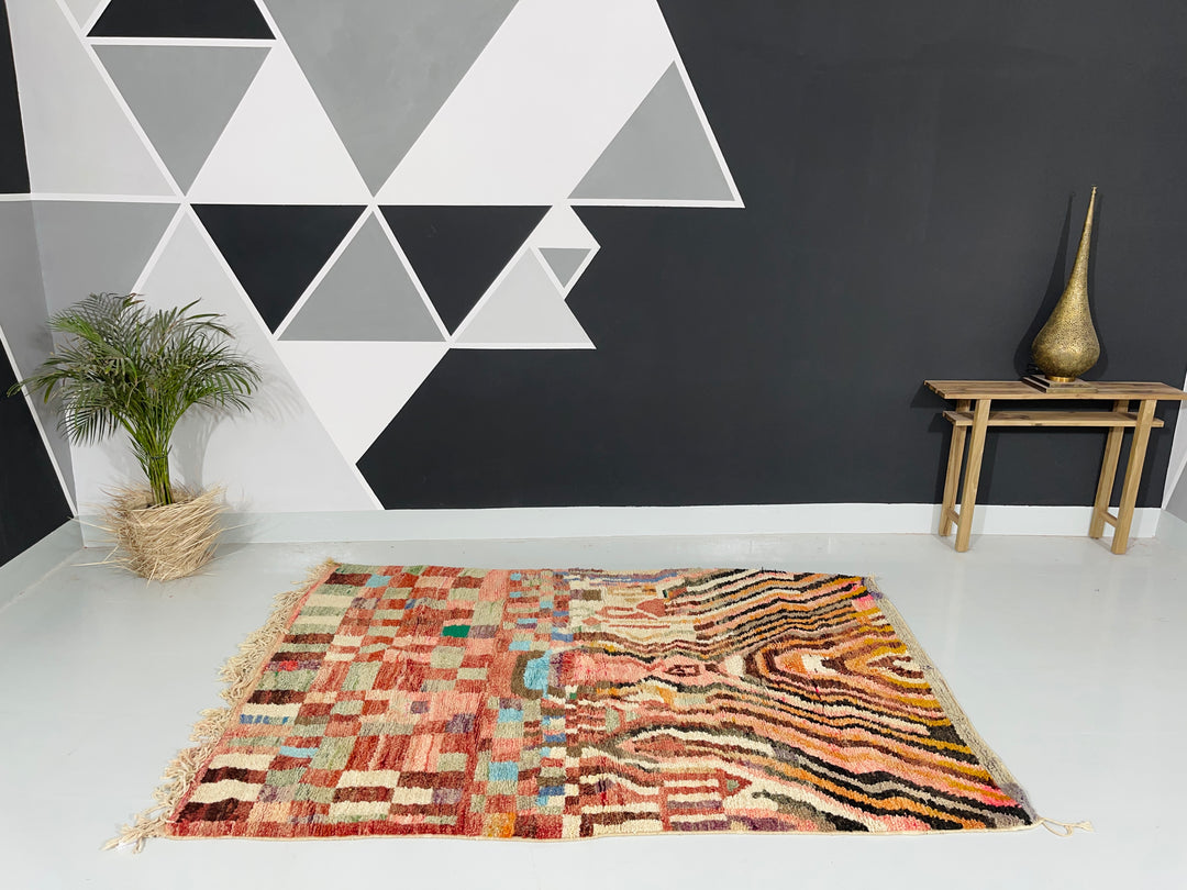 Interior decor view of Boujaad Berber Moroccan Artisan Handmade Rug