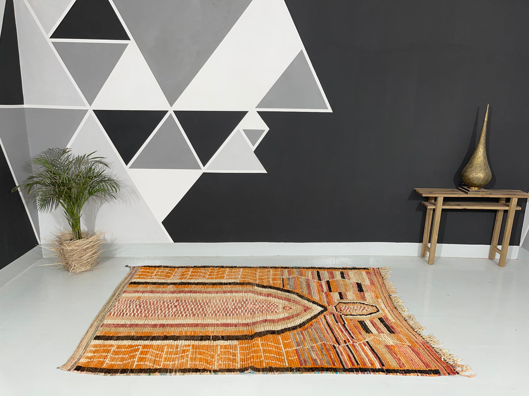 Interior decor view of Boujaad Berber Moroccan Artisan Handmade Rug