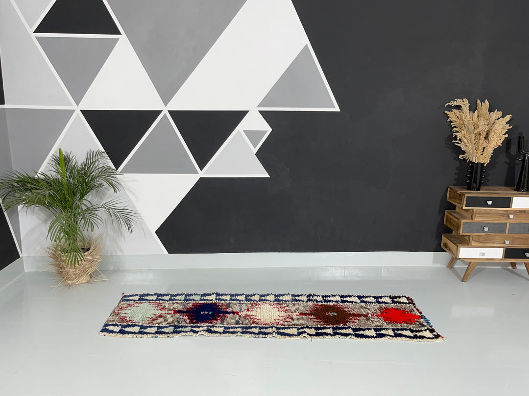 Interior decor Boucherouite Berber Moroccan Artisan Handmade Rug