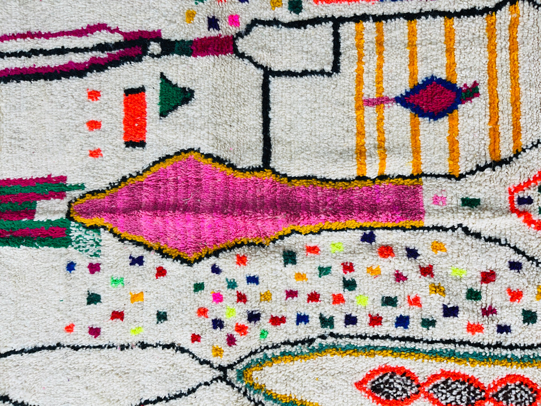 Close up of Azilal Berber Moroccan Artisan Handmade Rug